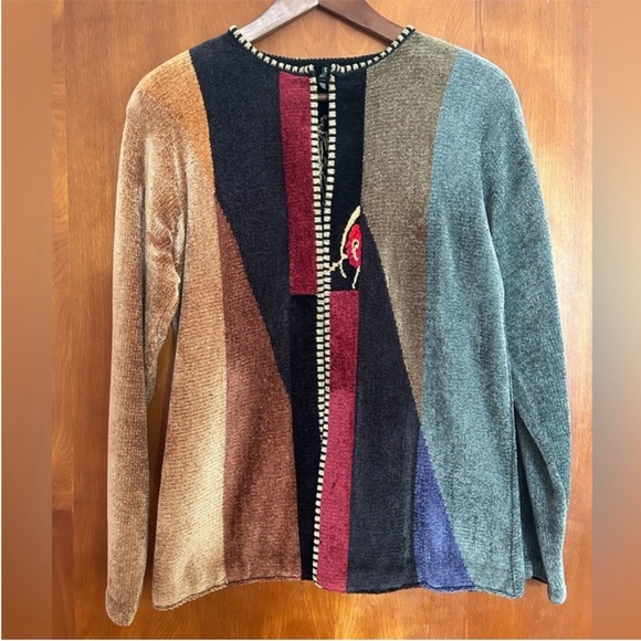 Mina Norton Sweaters - Mina Norton Vintage Chenille Wearable Art Embroidered Sweater Blazer/Cardigan